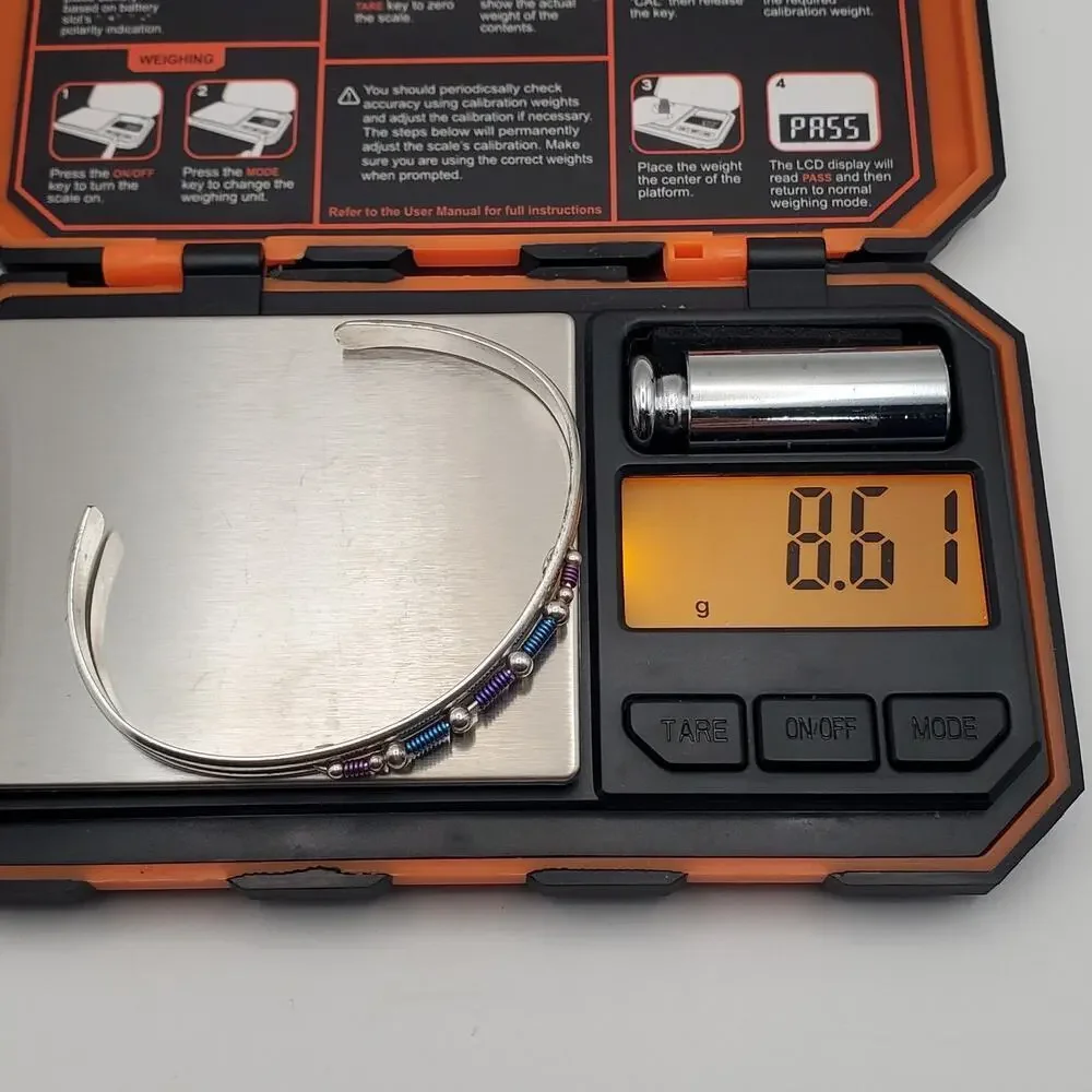 Sterling Silver 925 Vintage Wire Twist Detail Petite Cuff Bracelet Signed PJP - Picture 10 of 10